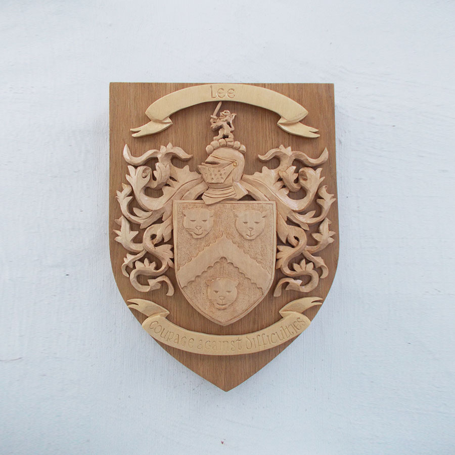lee family crest in wood
